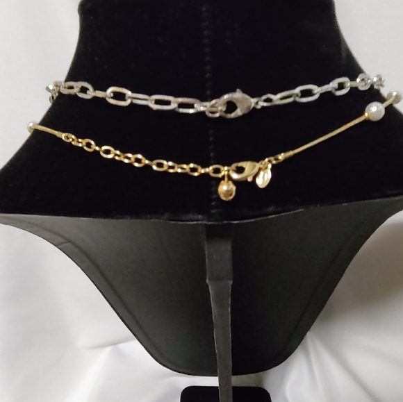 SALE ! Necklaces Blue Polished Glass & Silver necklace & Gold & White necklace 2 - Picture 8 of 9